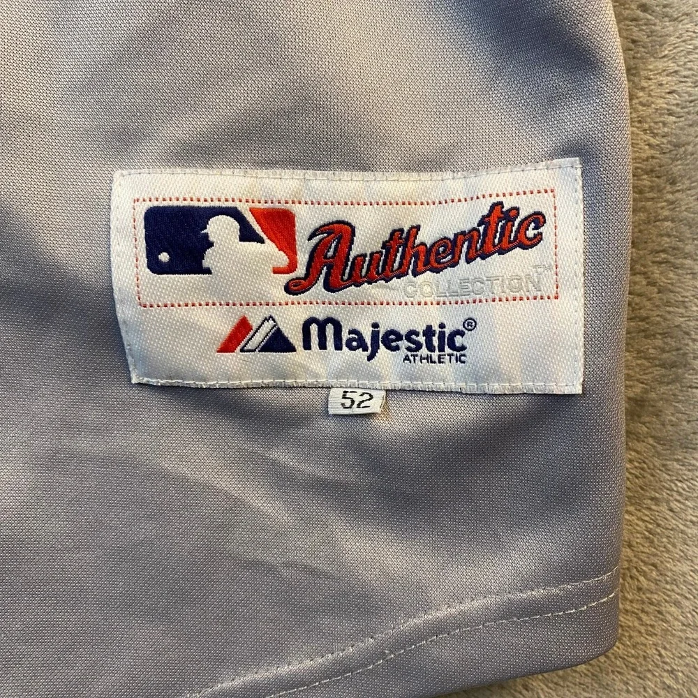 Majestic Boston Red Sox Dustin Pedroia 15 Gray Authentic MLB Jersey Size 52
